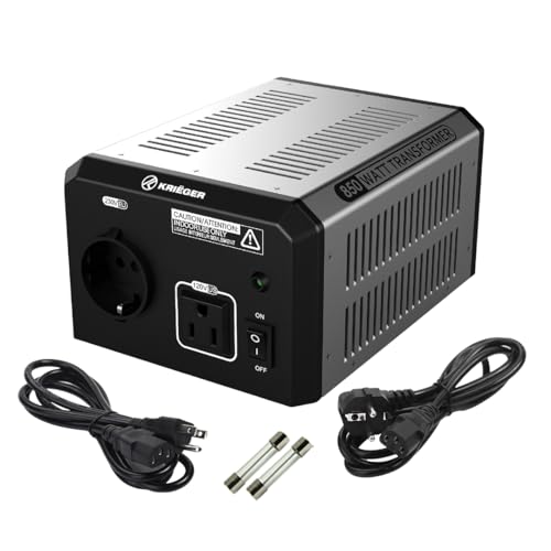 Image of K KRIEGER 850 Watt Voltage Transformer, 110 /120V to 220 /240V Step Up Step Down Converter with AC Outlets, MET Approved Under UL, CSA