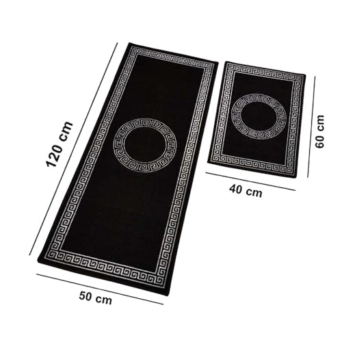 Image of Matz&More Black Nylon Tufted Anti-Slip Floor Mat with Rubber Backing | Low Pile Washable Indoor Doormat | Standard Size | Entryway, Kitchen, Bathroom, Bedroom & Office Rug