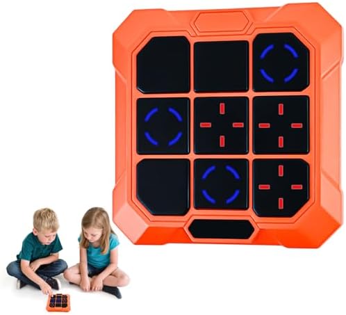 Tic Tac Toe Game, 6-in-1 Electronic Tic Tac Toe with Mute & Rechargeable - Handheld Travel Board Game for Kids Ages 4+, Adults, Family - Educational Learning Toy for Boys Girls, Orange