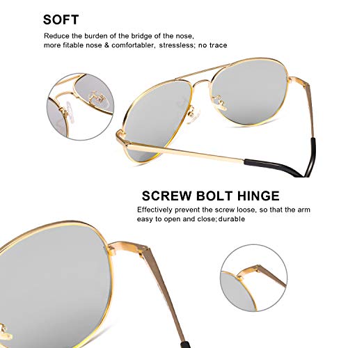 Image of SODQW Mens Polarized Photochromic Sunglasses, Aviator Sport Driving Sunglasses, UV 400 Protection with Large Metal Frame