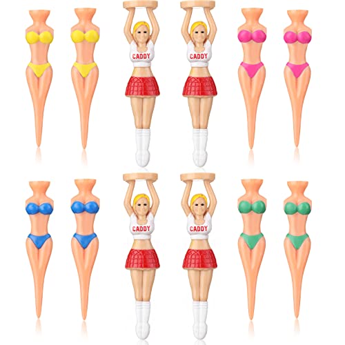 Tees de golf bikini amusants en plastique coloré pour entraînement et parcours | Lot de 12 pièces