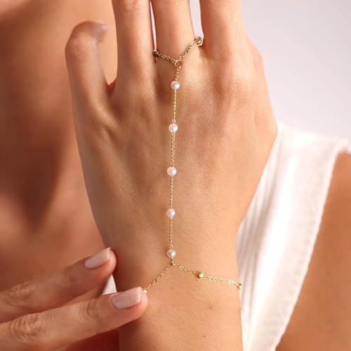 BAYLAY Hand Chain Bracelet, 14K Gold Plated Ring Bracelet Hand Chain Dainty Gold Bracelet for Women Trendy Finger Ring Slave Bracelets Hand Jewelry for Women Summer Beach Boho Gifts Trendy Stuff2