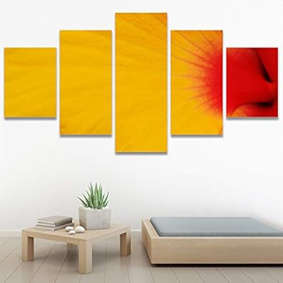 SIGNWIN 5 Panel Canvas Wall Art Bright Flowers...