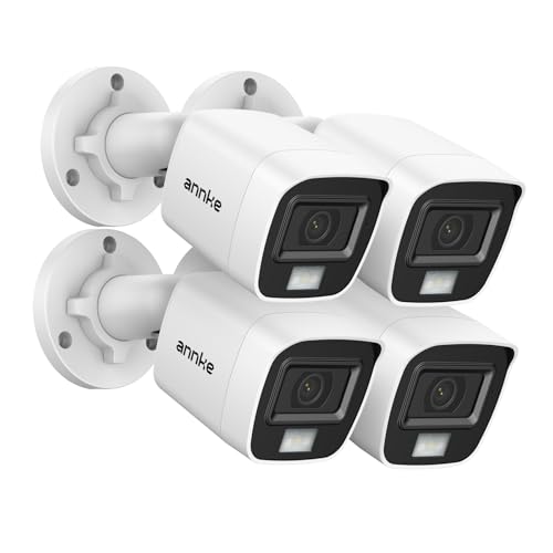 ANNKE 4 telecamere di sicurezza 4K Add on Bullet con cavo, visione notturna IR da 24,4 m, visione notturna a colori, IP67, obiettivo da 2,8 mm, angolo di visione 108° per monitorare