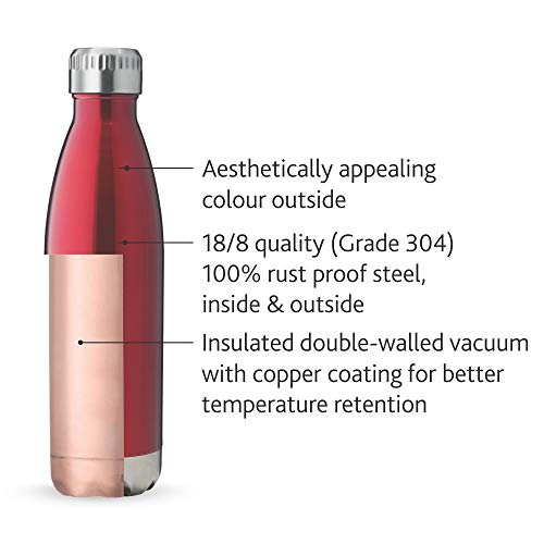 Image of Borosil - Stainless Steel Hydra Trek - Vacuum Insulated Flask Water Bottle, Black, 700ML + Borosil - Stainless Steel Hydra Bolt Trans - Vacuum Insulated Flask Water Bottle, Red, 1L