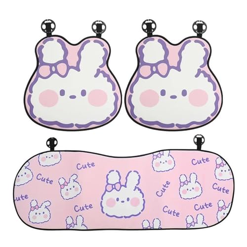 Housse de siège de voiture en soie glacée respirante motif lapin - Kit 3 pièces universel