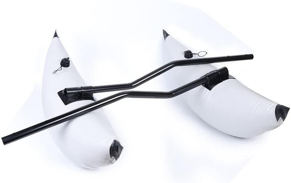 2Pcs PVC Inflatable Kayak Outrigger Stabilizer Kit, Durable Kayak Outrigger Floats, Fishing Float Tube Kit for Kayak, Canoe, Boat, Paddling, Fishing, Standing and Beginners (White,with Sidekicks)