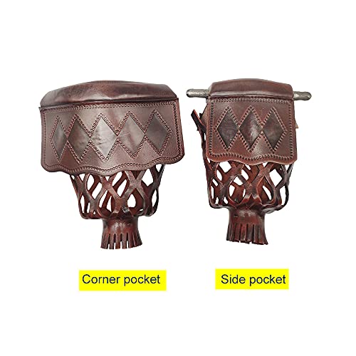 Pool Table Leather Pockets Diamond Pattern Shield, Leather Billiard Pockets Made With Real Leather, Set Of 6,Walnut #TOP1