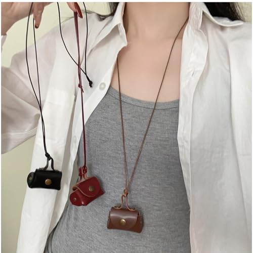 Elegant Leather Necklace with Coin Purse Pendant for Women Long Sweater Chain Headphone Bag Charm Neckchain Accessory2