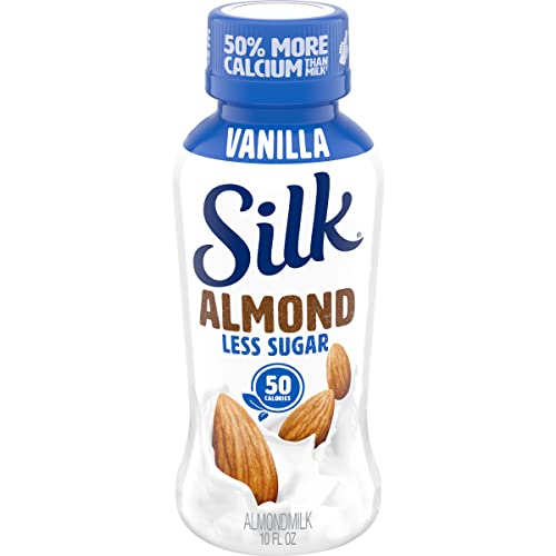 Silk Shelf-Stable Almondmilk, Less Sugar Vanilla, Dairy-Free, Vegan, Non-GMO Project Verified, 10 oz. (Pack of 12)