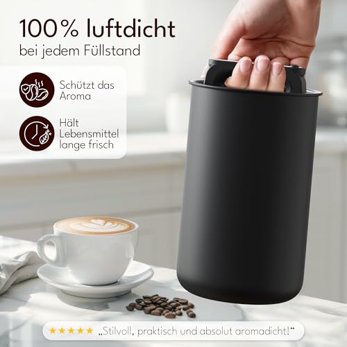 Miniatura 3 de Kc Kitchen Co. Lata De Café Hermética Para 1 Kg De Granos De Café Lata De Almacenamiento De Acero Inoxidable Con Tapa Al Vacío Y Tapón De Aroma, Lata De Almacenamiento Para Café, Té, Azúcar