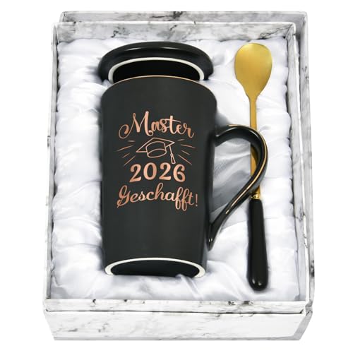 Joymaking Master passato esame regalo tazza da caffè - Master 2025 Regali di laurea per l'esame superato Idea regalo divertente per amici bambini, 400 ml nero