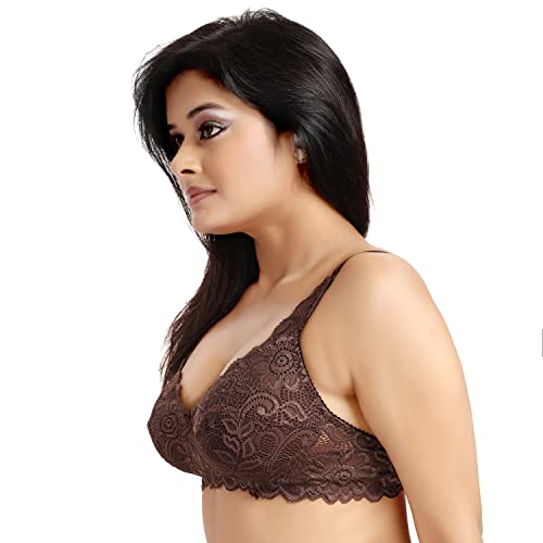 SHERRY Rutika Women's Nylon Lace Wirefree Full Coverage Bra
