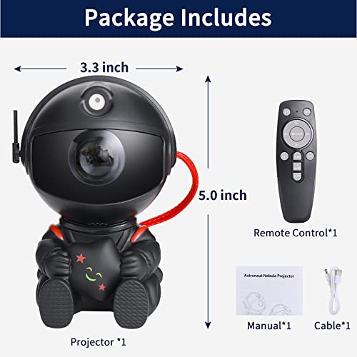 Projetor Star Galaxy Night Light - Projetor espacial astronauta, preto