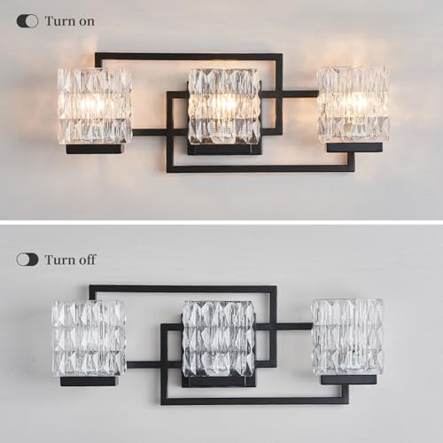 Image of Bathroom Light Fixture Vanity Lighting Fixtures Over Mirror 3 Lights Matte Black Wall Mount Metal Hardwired Bedroom Wall Scone