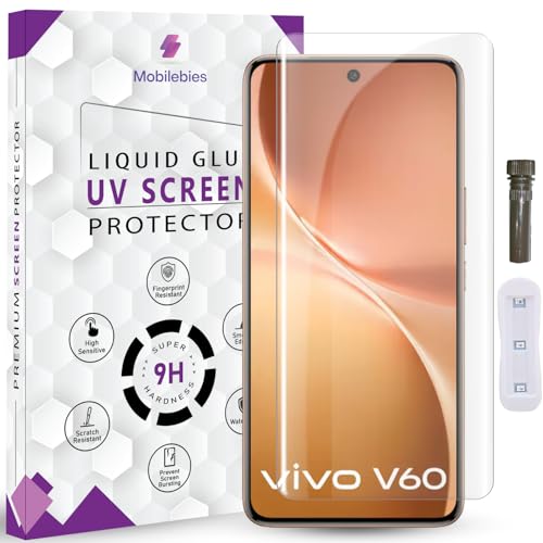 Image of Advanced HD+ UV Tempered Glass Screen Protector For Vivo V60 5G (6.77 Inch, Pack of 1) Full Adhesive UV Curved Screen Guard, Case Friendly with installation kit