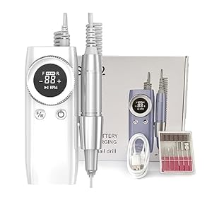 Electric Nail Drill, 45000RPM Nail Drill Machine For Manicure With LCD Display, Sander Nail, Rechargeable Nail Lathe, Electric Cordless Drill For Gel Nails Easy to Use, for Acrylic and Removing Gel Po