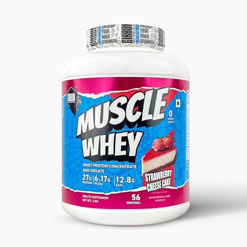 Image of Gibbon Muscle Whey | Pro Series Formula | Nutraceutical with no Amino Spiking | 60 Servings (2Kg, Strawberry Cheesecake)