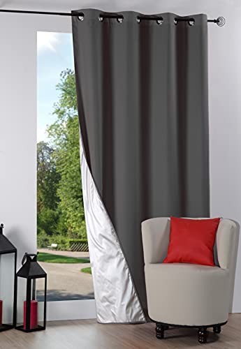 Stof - Nelson Rideau Isolant Polyester Anthracite 240 x 135 cm
