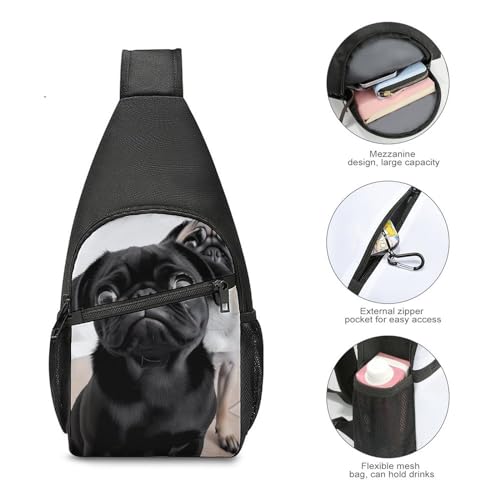 Morrales de chestbag negro con diseño cartoon miniatura 5