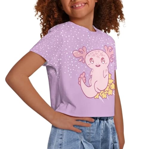 Image of Girl Crop Top Shirts for Summer Cute T Shirts Short Sleeve Tees for Kids 5-16