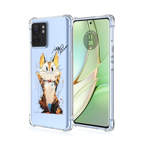 WOKEZ Klar Katt Fodral för Motorola Edge 40/2023 - Stötsäkert Skydd