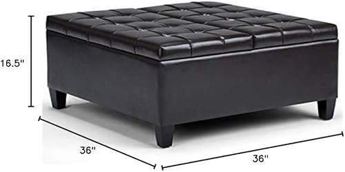 Miniatura 3 de Mesa auxiliar cuadrada de piel sintética de 36 pulgadas de ancho, otomana de almacenamiento, taburete tapizado para cóctel, reposapiés con gran