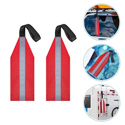 Happyyami 2st Kajak-schleppflagge Rote Kanu-sicherheitsflagge Abschleppen Sicherheits-reisefahnen Kajak-sichtbarkeitsflagge Reisekajak Flagge Oxford-Stoff Rote Flagge Reflektierend Reisen - Image 3