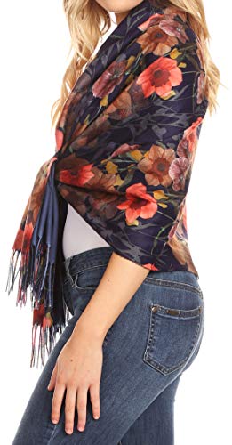 Sakkas Oria Women's Soft Lightweight Colorful Printed Shawl Scarf Wrap Stole3