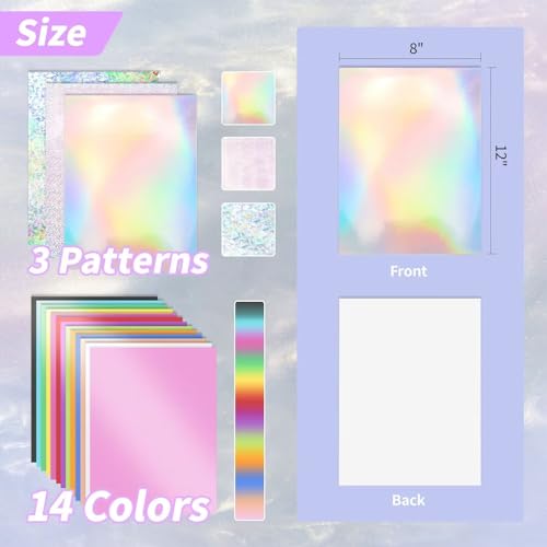30 Pack Metallic Cardstock Paper Sheets, 8\" x 12\" Color Foil Mirror Shimmering Paper 250gsm/92lb For Arts and Crafts, Decorative, Weddings & Birthdays Invitations, Scrapbook Supplies