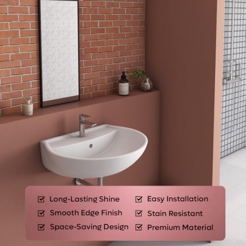 Image of Wall Hung Mounted Sink Glossy Wash Basin for Bathroom Wall Hung Basin - White