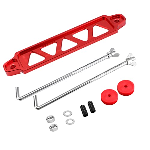 JNNJ Soporte Aluminio Para Bateria Coche, Soporte Montaje Batería Universal Aleación Aluminio, Soporte Aluminio Anodizado Para Baterías Automóviles, Para Correa Amarre Batería Del Coche(Rojo)