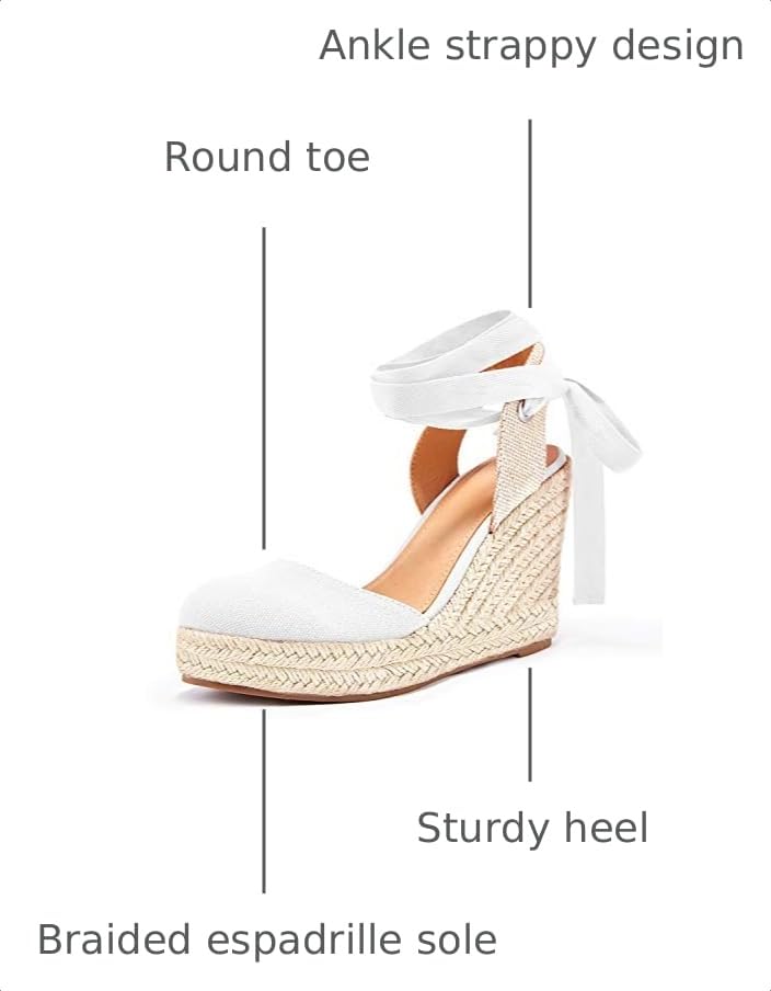 Image of FISACE Womens Summer Espadrille Heel Platform Wedge Sandals Ankle Buckle Strap Closed Toe Shoes