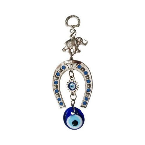 Glass Evil Eye Horse Shoe with Elephant