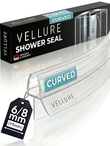Image of Vellure Curved Shower Screen Seal Strip, Premium Shower Door Seal Strip for 6 mm (+-1) Shower Glass Thickness, Shower Seal Strip, Covers up to 12mm Gap, Transparent, Universal Length up to 90cm