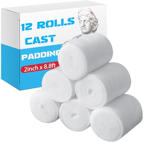 Heclia 6 Rolls Cast Padding Soft Cotton Padding Bandage Cast Use with Plaster Cloth Gauze Bandages for Halloween Wrap Bandages Art Projects Body Casts Hobby Craft Individual Pack Bandage Wrap Rolled