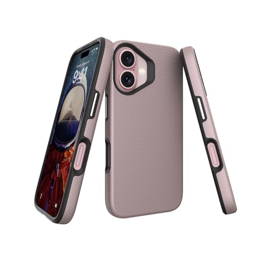 Image of NOXO Ultra-Hybrid Triangle Back Case Cover for iPhone 16 Plus, | Shockproof Design | Camera Protection | Soft TPU & Rugged PC | Bumper Case Cover for iPhone 16 Plus, (Aureate Pink)