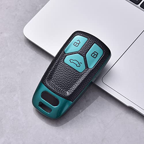 Image of ELOHEI for Audi Key Fob Cover, Premium Soft TPU 360 Degree Full Protection Key Case Accessories Compatible with Audi A4 Q7 Q5 TT A3 A6 SQ5 R8 S5 Smart Key(Leather Green)