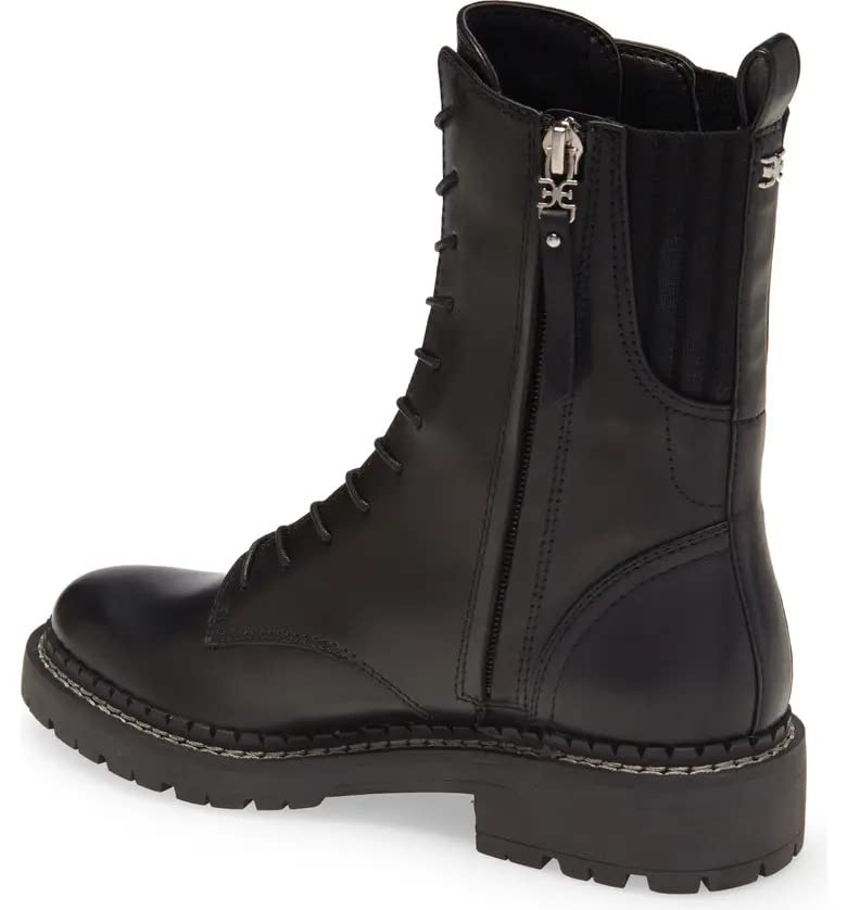 Sam Edelman Lex Black Leather Chunky Heel Rounded Toe Lace Up Ankle Combat Boots4
