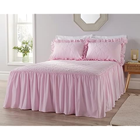 KING SIZE Pink Bedspread Set with Pillow Shams Cover