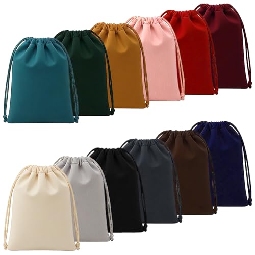 TXXATX 12 Piezas Bolsa Terciopelo 25x20 cm Bolsas Pequeñas de Terciopelo con Cordón 12 Colores Bolsas de Joyería para Joyas Pulseras Anillos Bodas Cumpleaños Regalos