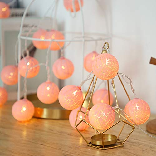 Sequential Crack Balls Garland Light String Decoration Outdoor Lighting New Year Christmas Tree Weeding Lights Decor Twinkling (Emitting Color : Pink, Wattage : 1.5M 10LEDs USB)
