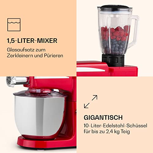 Klarstein Küchenmaschine 3-in-1 mit 10L Schüssel und 2000 Watt