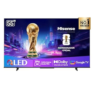 Hisense Smart TV UHD 4K QLED 55" Polegadas 55Q7QG Google TV Modo Jogo Pro 144 Hz, AMD FreeSync Premium, Dolby Vision Atmos e Compatível com Alex