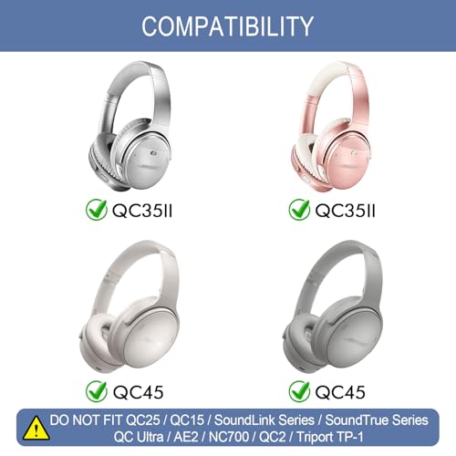 Kit de reemplazo GEVO para auriculares Bose QC35 y QC35 II (QuietComfort 35 II) | Almohadillas para orejas y diadema, mayor comodidad, pieza de reparación, instalación fácil con herramientas incluidas - Plata miniatura 2