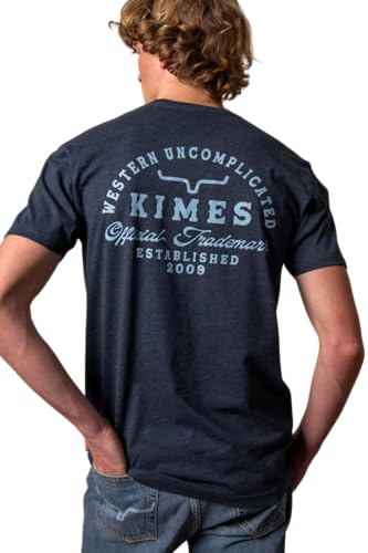 Kimes Ranch Mens Heavy Text T Shirt Western Logo Tee Cotton Blend Short Sleeve Casual Western Shirt Midnight Navy