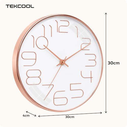 Image of TEKCOOL Plastic Digital Wall Clock 12 inch Silent Quartz Decorative Non-Ticking Classic Clock Battery Operated Round Easy to Read for Room /Home /Kitchen /Bedroom /Office /School-(Rose White)'