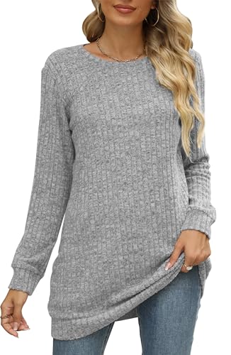 Image of Sweaters for Women Long Sleeve Crewneck Sweatshirt Loose Casual Tunic Tops