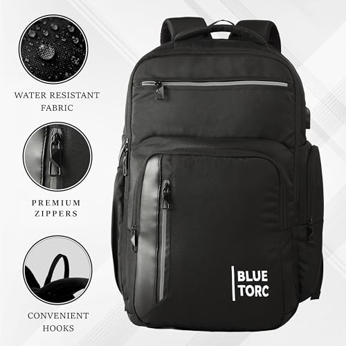 Image of Laptop Backpack 30L BTB05 | 16-Inch Laptop Bag with USB Charging | Unisex Office, College & Travel Backpack, Suitcase Opening, 1-Year Warranty - Black