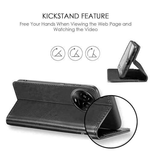 Image of TOUCCH Flip case for Realme Narzo 60X 5G | Realme 11 5G | Realme 11X 5G | Realme C67 5G| Leather Finish Cover & Flexible Stand Design | Card and Money Pocket | Black